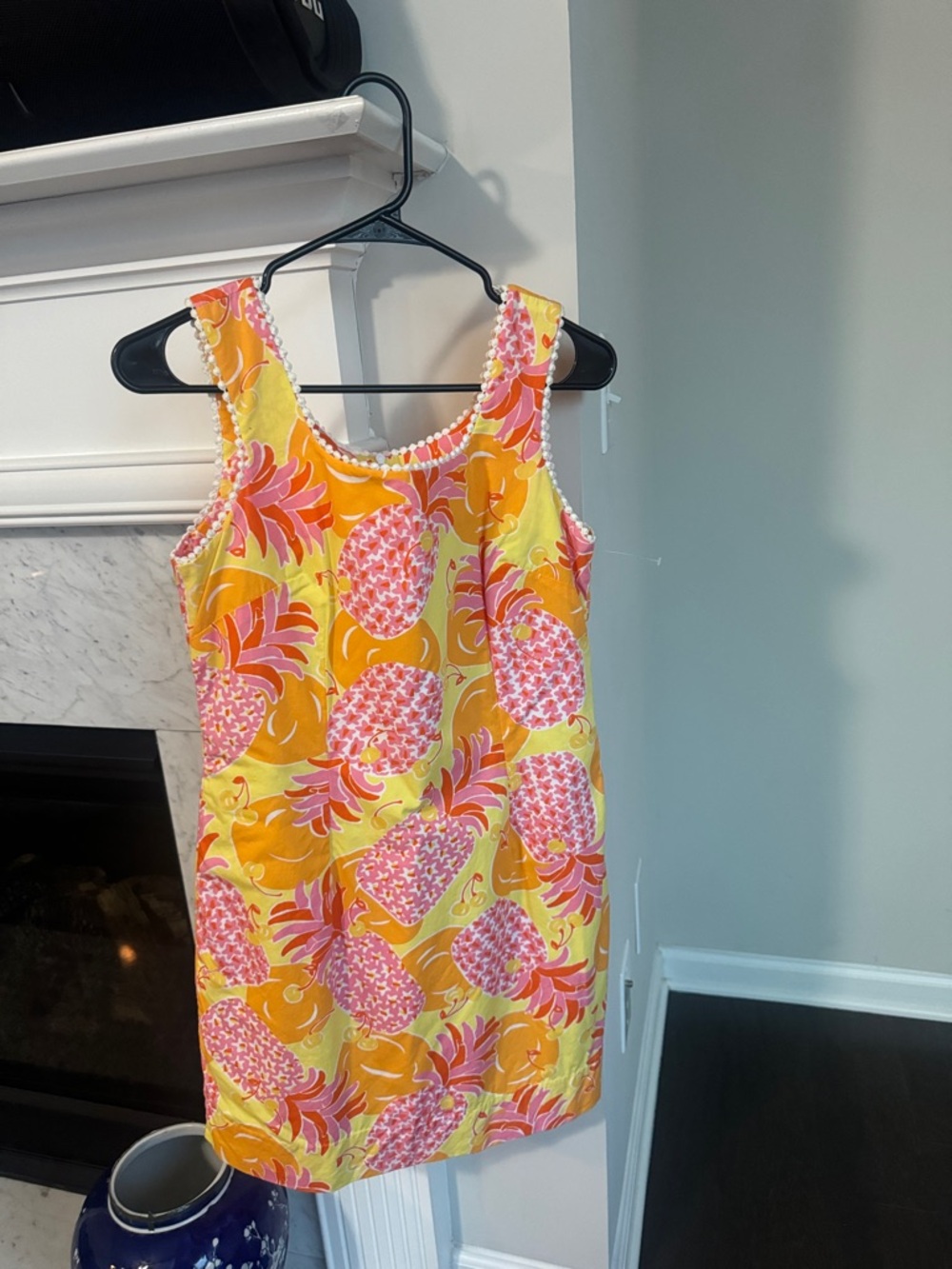 Lilly Pulitzer Yellow Pink Orange Pineapple Print Midi Dress